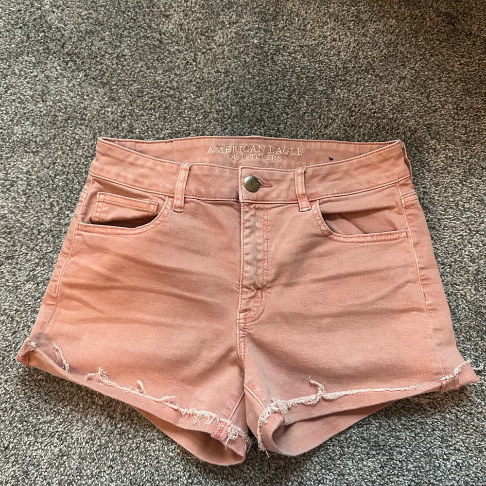American Eagle Outfitters Pink Denim Shorts with Rolled Hem
